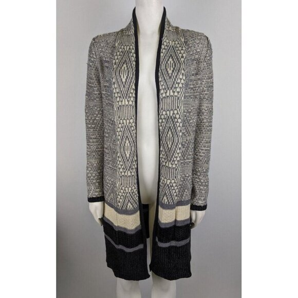 DAYTRIP - WOMEN'S GRAY RPINT LONG DUSTER CARDIGAN SWEATER- SIZE XS - Picture 2 of 6
